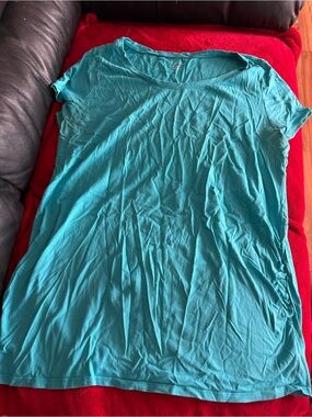 BumpStart Teal Short-Sleeve Scoop Maternity Neck Tee